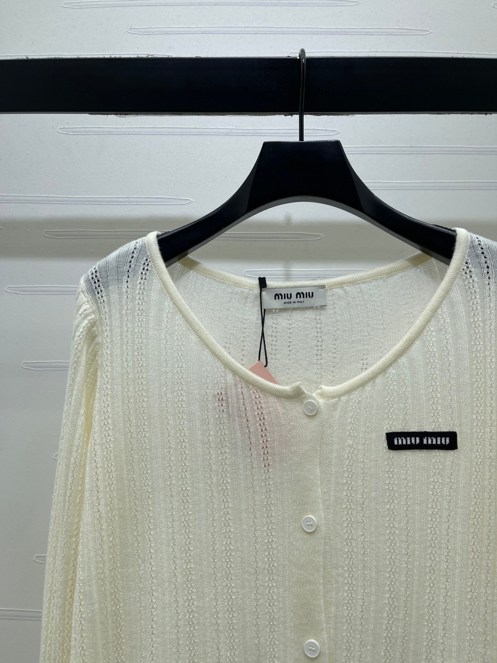 Miu Miu Cream Lace Cami & Knit Cardigan Two Piece Set - Picture 5 of 8
